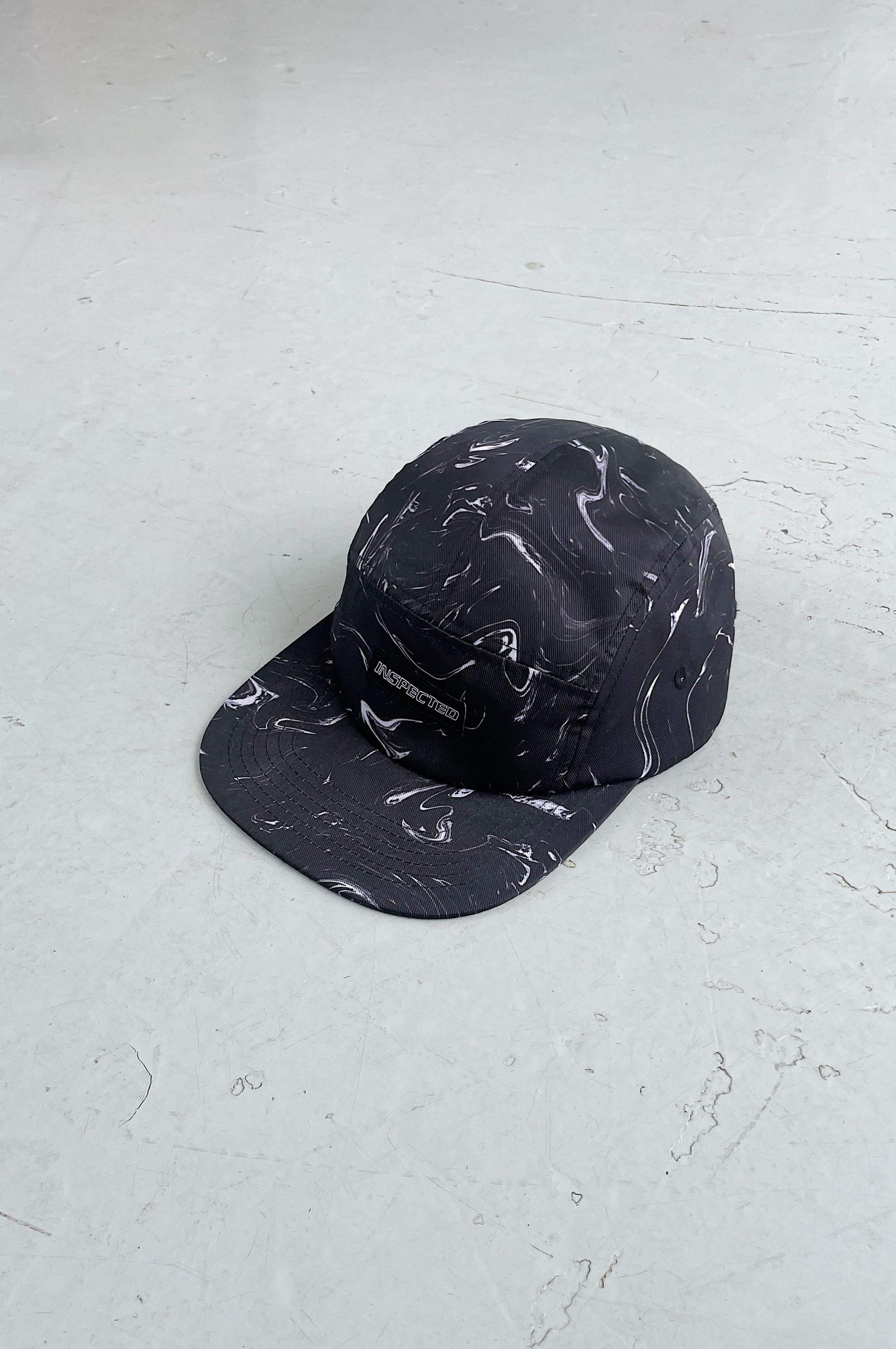 SAMPLE HAT — MARBLE BLACK 5 PANEL
