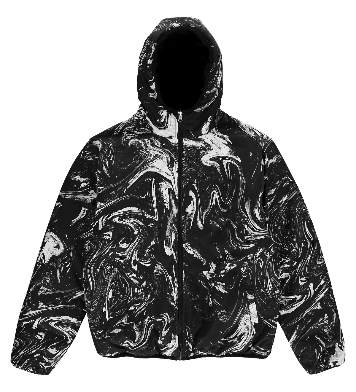 Reversible Puffer — Black/Marble