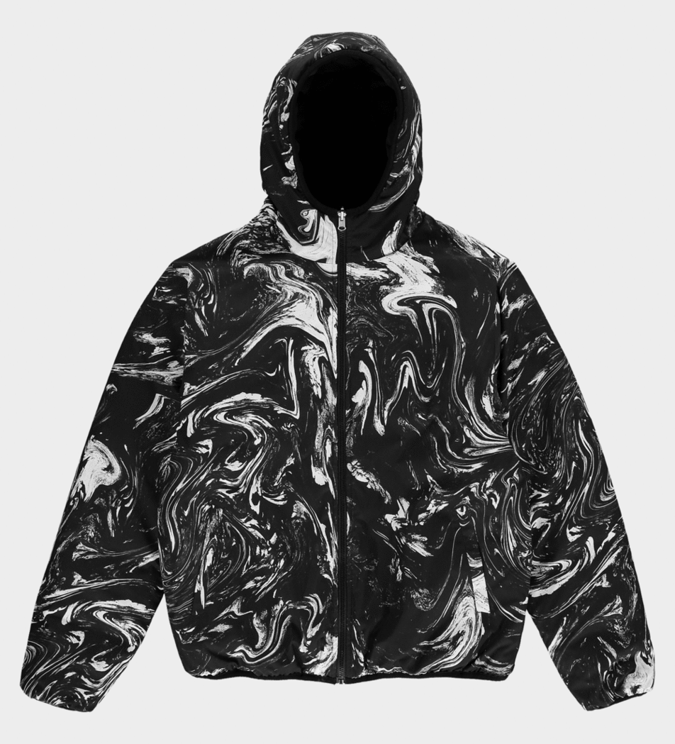 Reversible Puffer — Black/Marble