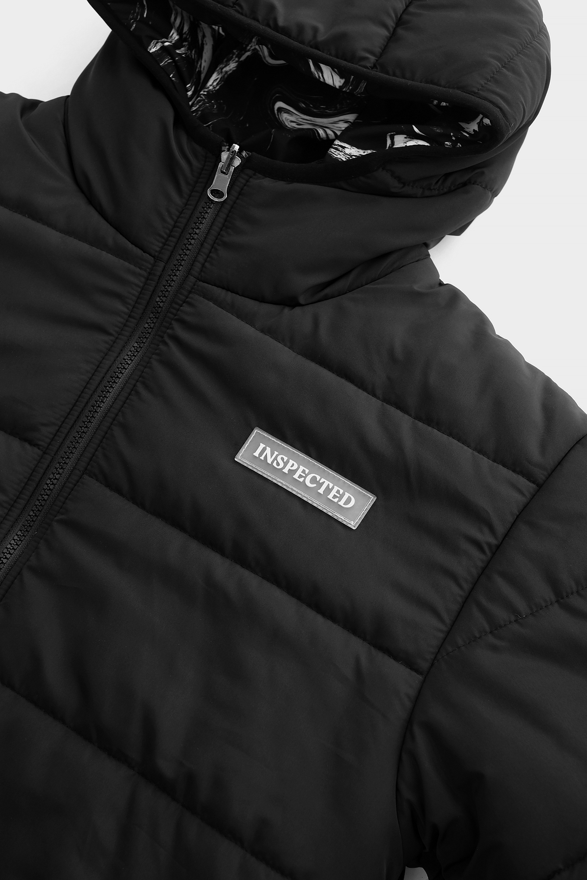 Reversible Puffer — Black/Marble